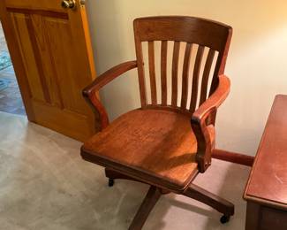 Mid Century wooden, rolling office chair