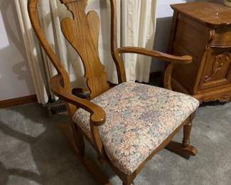 vintage wooden/upholstered rocking chair
