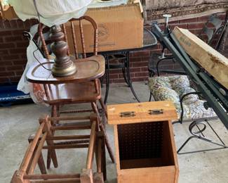 mcm table frame/,legs // antique child's highchair