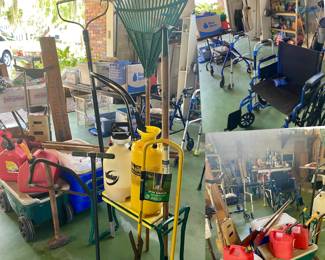 Gardening Tools, Gas Cans, Coolers, Wheel Chair, Walker
