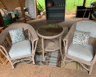 Antique painted wicker porch set