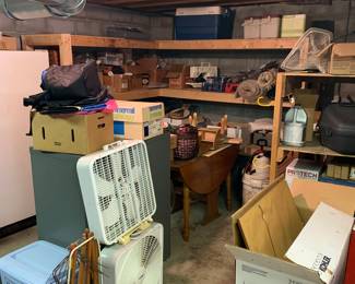 a corner of the garage, tools