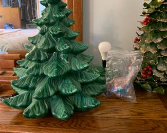 Very large ceramic Christmas tree -note base and lights in bag