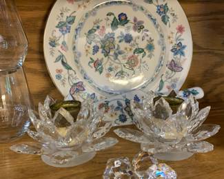 Crystal; cake plate and server