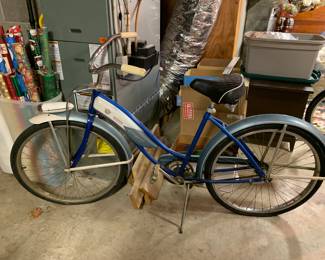 Vintage J.C. Higgins Sears and Roebuck women's 1950s/60s tank bike with light