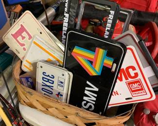 Assorted local license plates, car and motorcycle