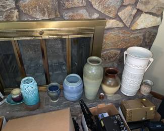 Assorted pottery vases