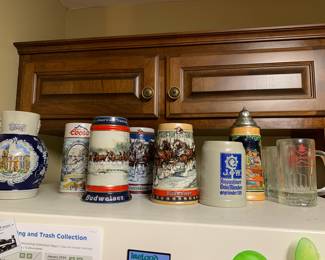 German Steins, Budweiser and beer mugs