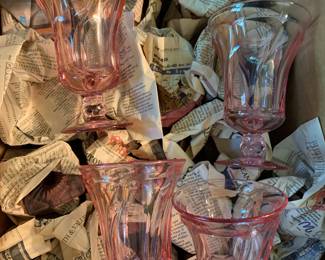 24 pink goblets -used with Desert Rose, two styles 