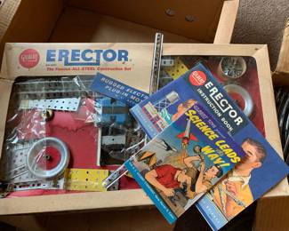 Large Erector set, vintage, in box with manuals