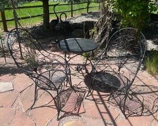Ornate Metal Patio Chairs/table P40
