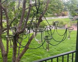 Iron Garden Chandelier Blown Glass Votive Holder P2
