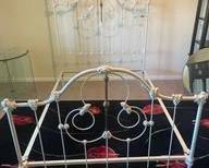Antique Ornate Cast Iron Bed W/ Brass D204
