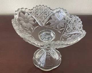 Vintage Cut Crystal Pedestal Compote Dish K107
