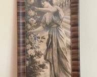 Antique Sepia JL Austen Co Antique Print "woman Climbing The Roses" AR23
