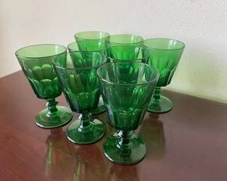 Set Of 8 Vintage "jefferson Emerald Green" Cambridge Goblet/wine Glasses K52
