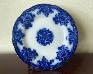 Antique (1880s) Flow Blue Porcelain Plate K18
