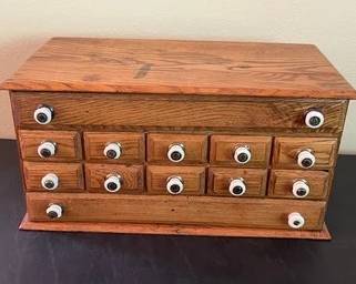Oak 12 Drawer Chest With Brass/cracked Porclain Knobs B202
