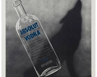 41
Edward Ruscha
b. 1937
"Absolut," 1988
Offset lithograph in colors on wove paper
From the unnumbered edition of 200
Signed and dated in black ink along the upper edge of the image, at right: © Ed Ruscha; Absolute Americana Art Gallery, St. Augustine, FL, pub.
Image: 41.75" H x 30.5" W; Sheet: 45.25" H x 33.25" W
Estimate: $1,000 - $1,500