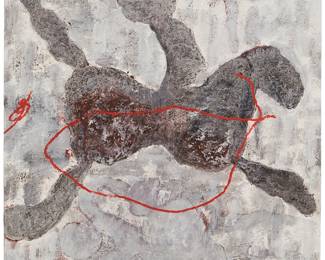 113
Zhou Brothers
b. 1952/1957
Untitled, 1999
Mixed media on canvas
Signed lower right: Zhou B., signed again and dated, verso
36" H x 35" W
Estimate: $800 - $1,200