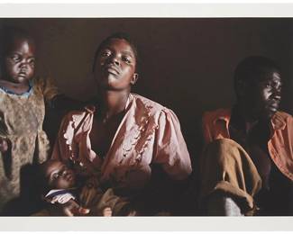 63
Guy Tillim
b. 1962
"Emily, Alefa, Gloria Banda And Muyeso Makawa (Petros Village, Malawi)," 2006
Pigment print in colors on paper
Edition: 1/8
Signed, titled, dated, and numbered on a photograph of the verso, affixed to the frame's backing board: Guy Tillim
Image: 22" H x 33" W; Sheet: 25.25" H x 36" W
Estimate: $700 - $900