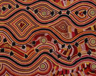 128
Yinarrki Nangala
b. 1961
"Jarntu Jukurrpa (Dog)," 1988
Acrylic on canvas
Signed and titled verso: Yinarrki Nangala; dated by repute
46" H x 31" W (or reverse)
Estimate: $800 - $1,200