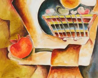 93
Alexandra Nechita
b. 1985
"The Orange Apple," 1998
Acrylic on canvas
Signed and dated lower left: Nechita; titled verso
24" H x 48" W
Estimate: $5,000 - $7,000