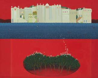 81
Shail Choyal
b. 1945
Abstracted City View, 1975
Oil on canvas
Signed and dated lower left: Shail
34" H x 45.5" W
Estimate: $800 - $1,200