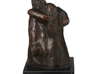 138
Käthe Kollwitz
1867-1945
"Der Abschied," 1940/41
Patinated bronze on stone plinth
Edition: 15/20, cast 1975
Signed and numbered in the casting: KK
Overall: 8.125" H x 5" W x 5" D
Estimate: $7,000 - $9,000