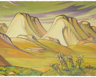 108
Tarmo Pasto
1906-1986
Desert Mountain Vista, 1975
Oil on canvas
Signed and dated lower right: Tarmo Pasto
30" H x 38" W
Estimate: $2,000 - $3,000