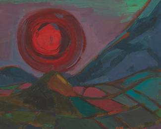 103
Fritz Schwaderer
1901-1974
Abstracted Landscape
Oil on Masonite
Signed lower right: Schwaderer
10" H x 12" W
Estimate: $800 - $1,200