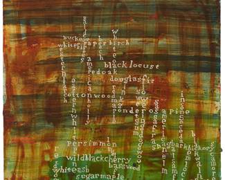 56
Steve Roden
1964-2023
"Inscape," 1997
Oil on canvas
Signed, titled, and dated, verso: Steve Roden
28" H x 28" W
Estimate: $2,500 - $3,500