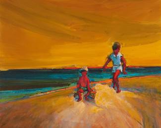 32
Henrietta Berk
1919-1990
"Sand Pile," Circa 1967
Oil on canvas
Signed lower right: H. Berk; titled on a gallery label affixed to the frame, verso
36" H x 36" W
Estimate: $5,000 - $7,000