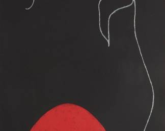 2
After Joan Miro
1893-1983
"Oiseau Devant Le Soleil," 1961
Lithograph in colors on wove paper
Edition: 159/300
With the artist's signature and numbered in white ink in the lower right and left corners, respectively: Miro
Image/Sheet: 33" H x 14.375" W
Estimate: $1,000 - $1,500