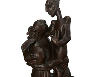 97
Alexandra Nechita
b. 1985
"The Beginning Of Us"
Patinated bronze
Edition: 44/50
Signed in the casting, numbered, and marked: © Alexandra Nechita / 2000-2004 / g
17" H x 10" W x 8.5" D
Estimate: $1,000 - $2,000