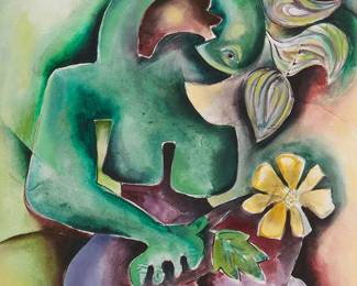 95
Alexandra Nechita
b. 1985
Woman With Flowers, 2004
Acrylic on canvas
Signed and dated lower left: Nechita; inscribed and signed again, verso
18" H x 14" W
Estimate: $3,000 - $5,000