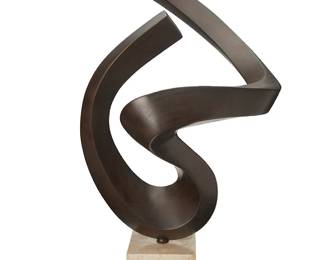
140
Lucile Driskell
1924-2017
"Serpentine II"
Patinated bronze rotating on a marble plinth
Signed near base: LD
Bronze: 22.75" H x 16.5" W x 13.75" D; Plinth: 5.125" cubed
Estimate: $1,500 - $2,500