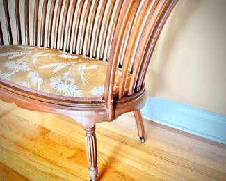Antique settee and chair (both on wheels) with updated upholstery. 