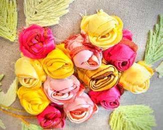 Lampshade with embroidered flowers