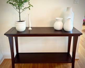 Dark wood entry table