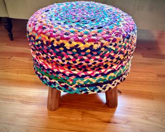 Braided rug footstool
