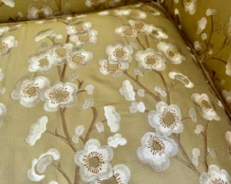  Pr. custom lounge chairs in gorgeous embroidered upholstery 36"h x 29"w x 35"d