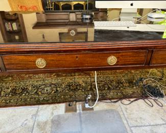 Was $2500 - Now $1500  Antique English leather top partner's desk   32"h x 77.5" w x 48"d