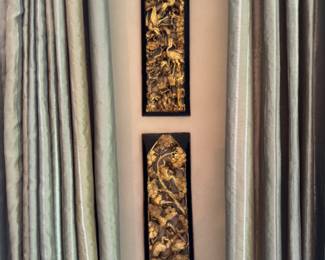  Chinese carved giltwood panels  30"h x 8" w