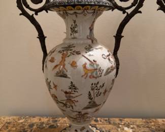  Pr. ceramic vases with metal mounts  17.75"h 