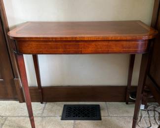 Was $550 - Now $330  Banded mahogany Hepplewhite-style console table               32"h x 36"w x 18"d