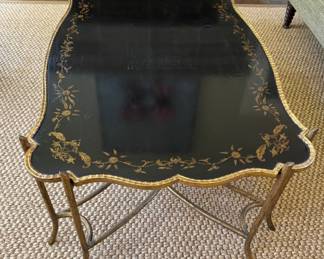  Dennis & Leen iron faux bois gilt decorated coffee table 20"h x 50" long x 36"d