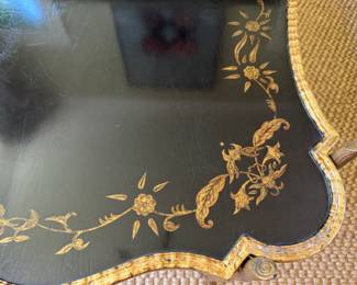  Dennis & Leen iron faux bois gilt decorated coffee table 20"h x 50" long x 36"d