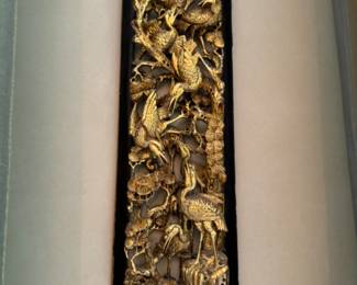 Chinese carved giltwood panels  30"h x 8" w