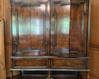 Was $2000 - Now $1200 Custom William & Mary-style media cabinet with bi-fold doors  84"h x72.5"w x 27"d